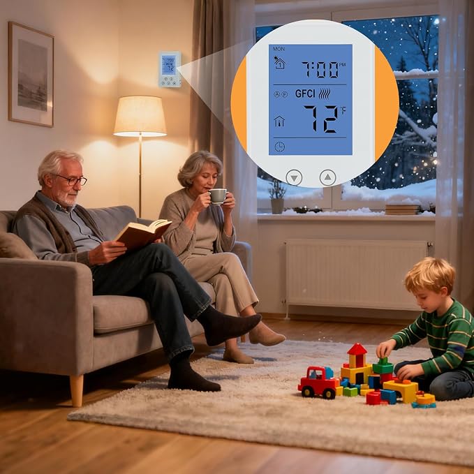 7-Day Programmable Thermostat for House Radiant Underfloor Heating, Home Floor - Image 5