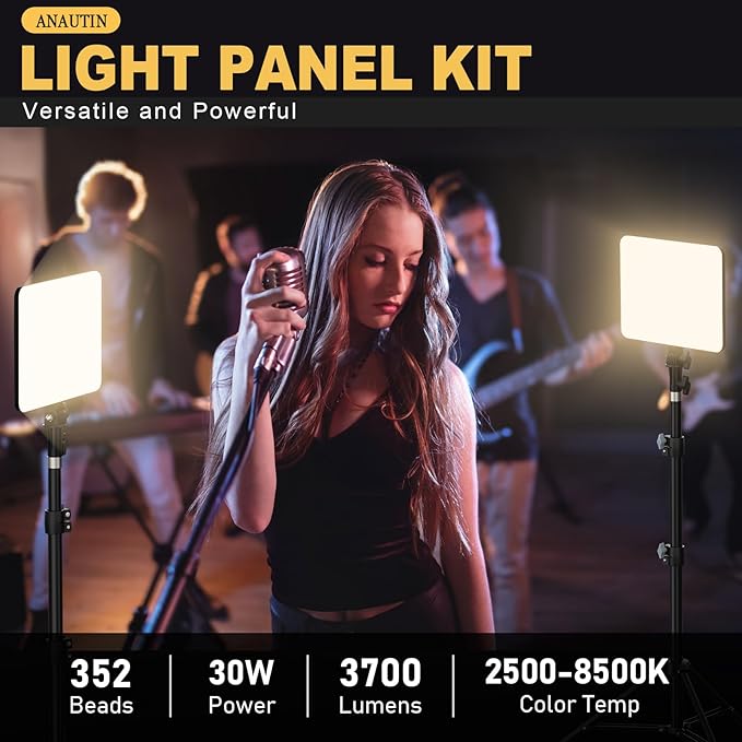 30W Upgraded Photography Lighting Kit, Anautin 1-Pack LED Video Lighting - Image 4