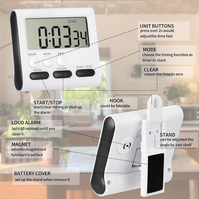 Mudder 12 Pack Digital Kitchen Timer - Image 6