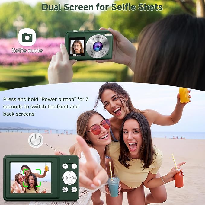 Digital Camera, 56MP 2.7K Dual-Screen Selfie Camera - Image 3