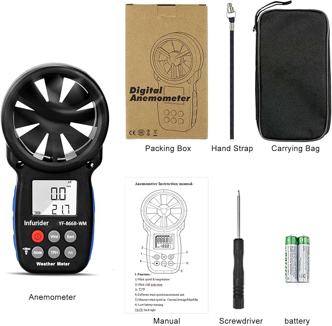 HoldPeak Handheld Anemometer Barometer, Weather Meter - Image 7