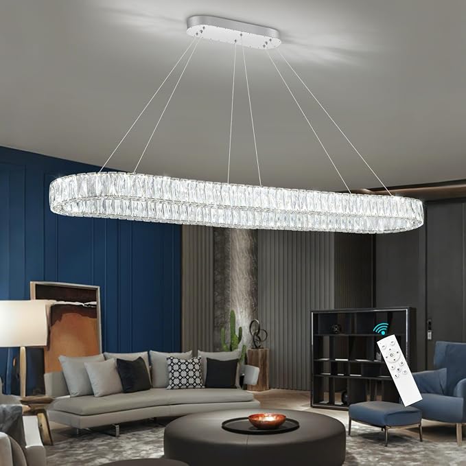 HAIXIANG Crystal 59 Inch Long Chandelier Modern Dimmable LED Chandeliers - Image 8