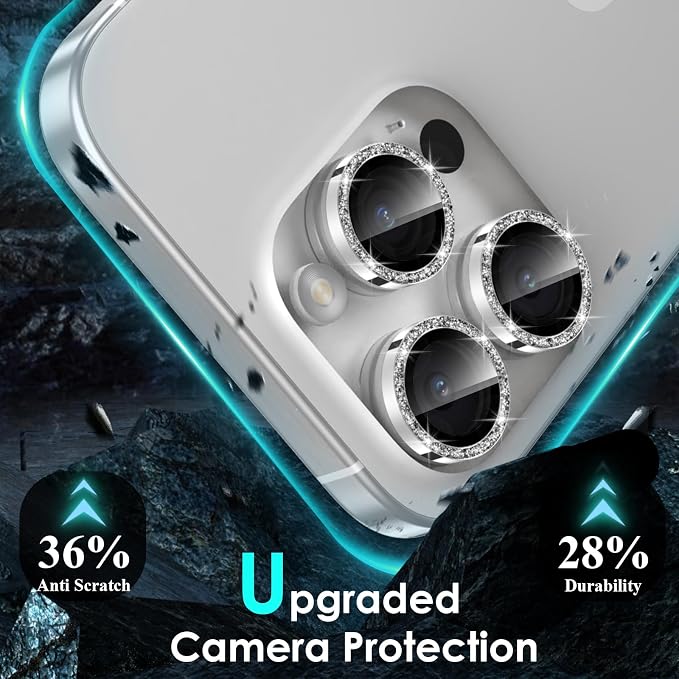 YWXTW Designed for iPhone 15 Pro/iPhone 15 Pro Max Camera Lens Protector Bling - Image 3