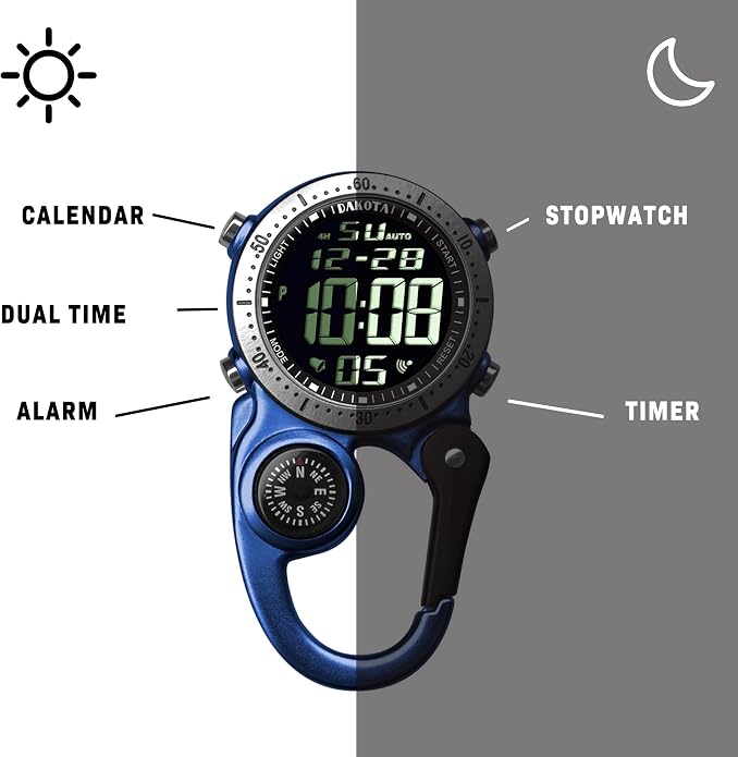 Dakota Digital Backpacker Clip, Fob and Pocket Watch, Timer and Dual Time - Image 5