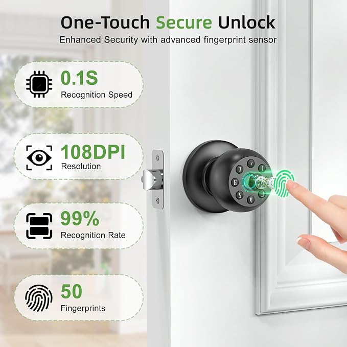 Fingerprint Door Knob, Smart Door Knob, Biometric Door Knob - Image 3