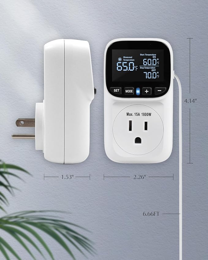 Digital Temperature Controller, Heating & Cooling Thermostat Plug Outlet - Image 7