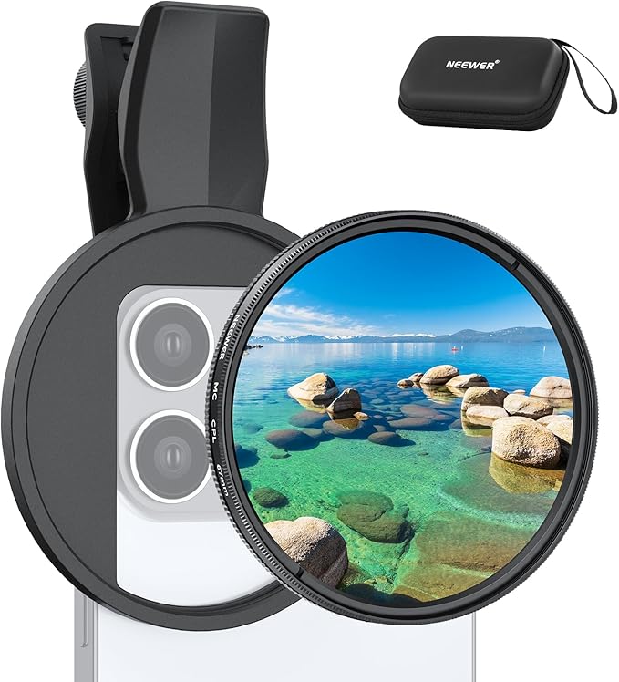 NEEWER 67mm Clip On CPL Filter, Circular Polarizing Polarizer Phone Camera Lens by Neewer