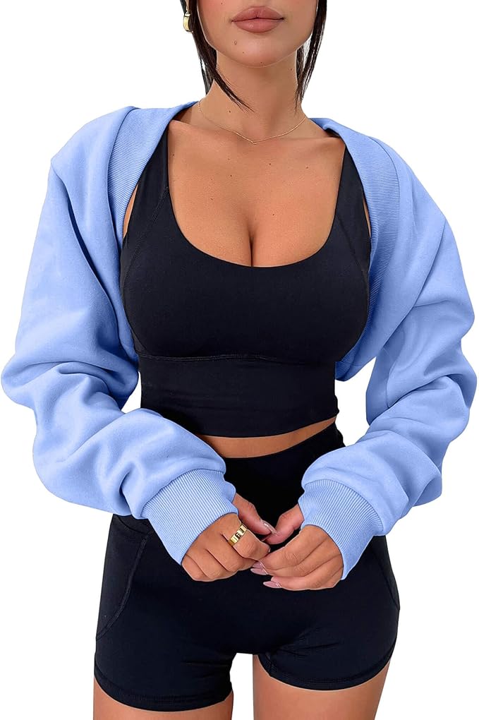 Zwurew Women's Bolero Shrug Long Sleeve Cropped Sweatshirt by Zwurew