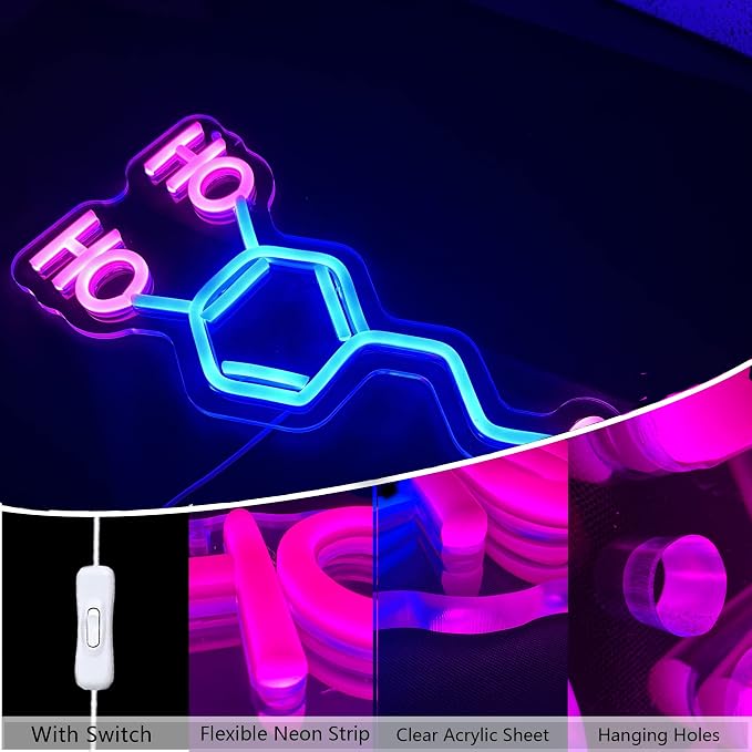 Dopamine Molecule Neon Sign Dimmable LED Light Up Wall Decor Science Chemistry - Image 2