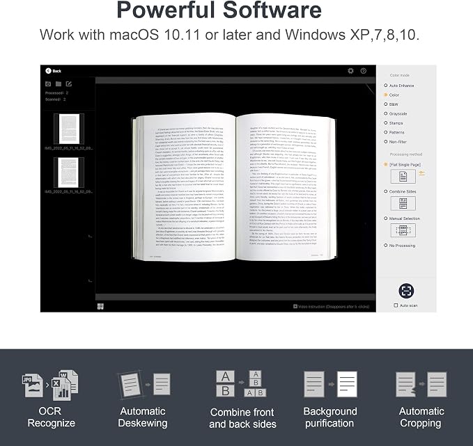 CZUR ET18 Pro Professional Document Scanner, 2nd Gen Auto-Flatten & Deskew Tech - Image 4