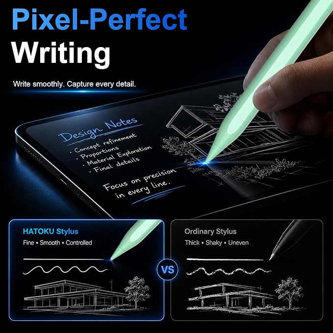 HATOKU Stylus Pen for iPad 2018-2026, 15 Mins Fast Charging Pencil 1st Gen - Image 3