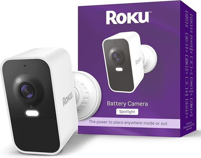 Roku Wireless Battery Security Camera 2025, Indoor/Outdoor Weather‑Resistant by Amazon+Renewed