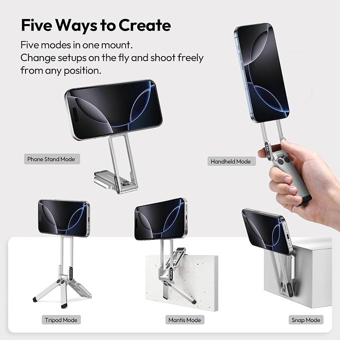 ULANZI Magnetic Phone Tripod for iPhone, MA38 Portable Phone Holder Mini Tripod - Image 2