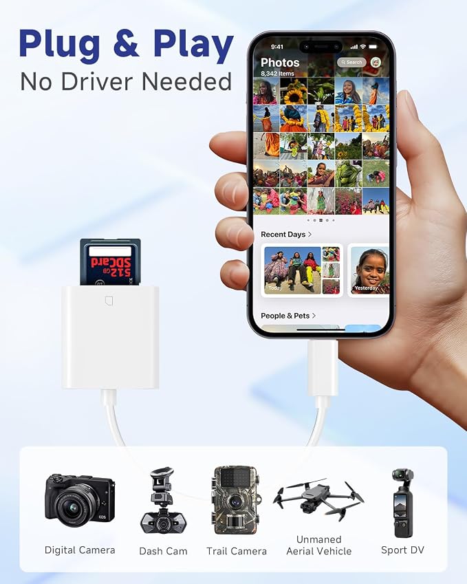 USB C SD Card Reader for iPhone 17/16/15, Durable TPE Type C Camera Adapter for - Image 5