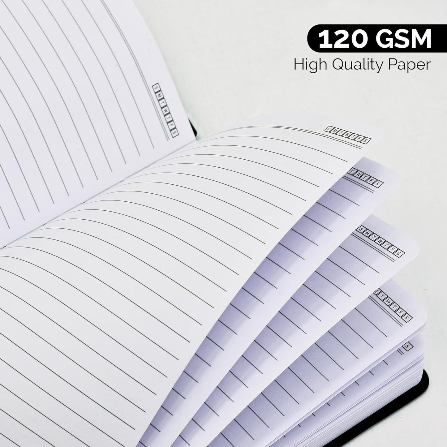 Nextnoid Hardcover Lined Journal Notebook - 120 GSM Thick Paper, Medium A5-256 Pages - Perfect For Writing, Journaling and Note-Taking (Black, Ruled)