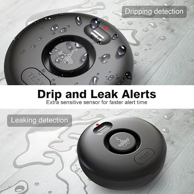 RUIKORING Water Leak Detectors for Home 4 Pcak, 120dB Adjustable Loud Alert - Image 2