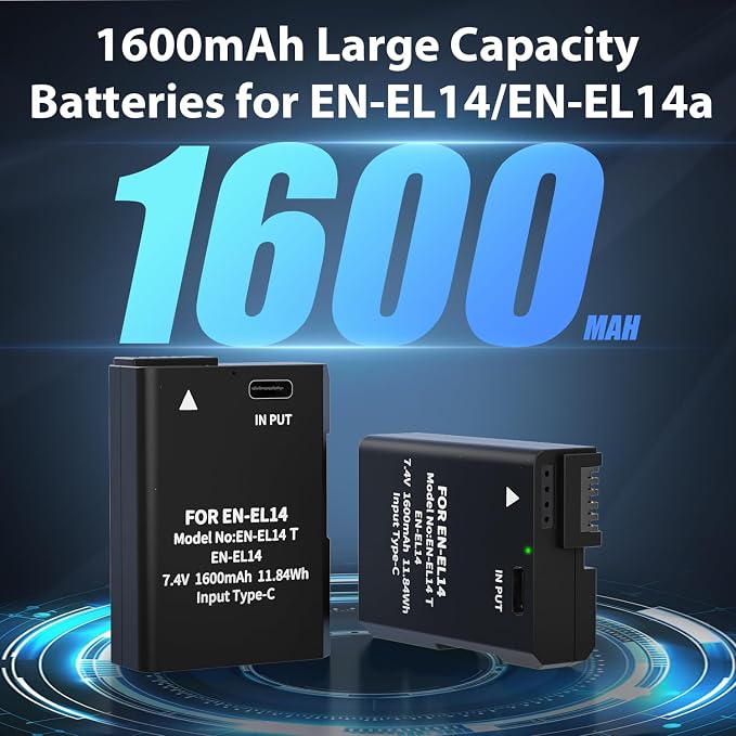 LP EN-EL14 EN-EL14a Battery 1600mAh 2-Pack - Image 2