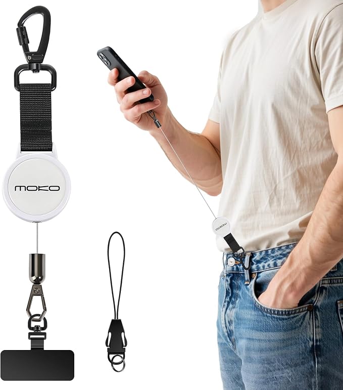 MoKo Anti-theft Phone Tether, Phone Lanyard Retractable Steel Line Cellphone by MoKo