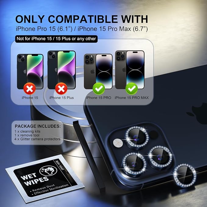 Choiche Compatible for iPhone 15 Pro/iPhone 15 Pro Max Camera Lens Protector - Image 2