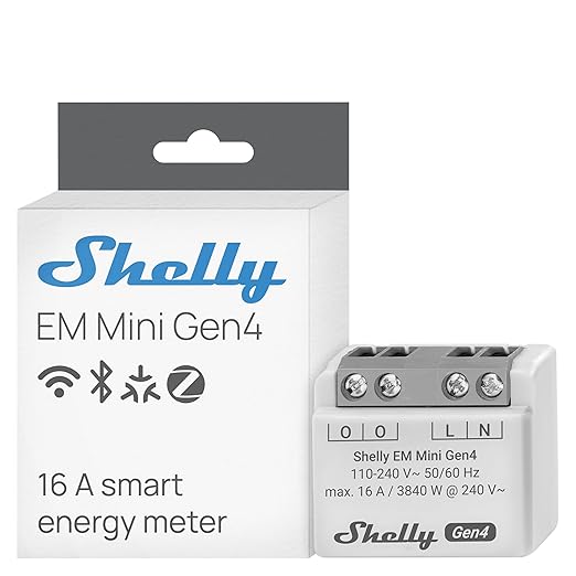 Shelly EM Mini Gen4 | Wi-Fi, Matter Smart Energy Meter, 1-Channel 16 A | Home by Shelly