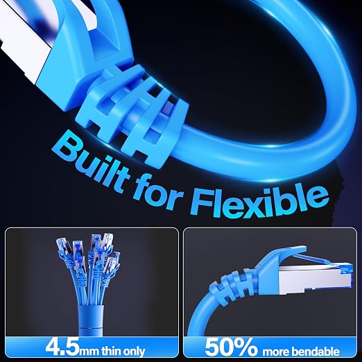 Cat6A Ethernet Cable Shielded 10Gbps 14 ft, Slim Shielded Ethernet Cable Cat 6 - Image 4