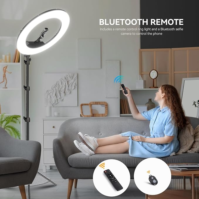 18 Inch Ring Light Kit, 55W6700k Dimmable LED Light, Tripod Stand, Remote - Image 6