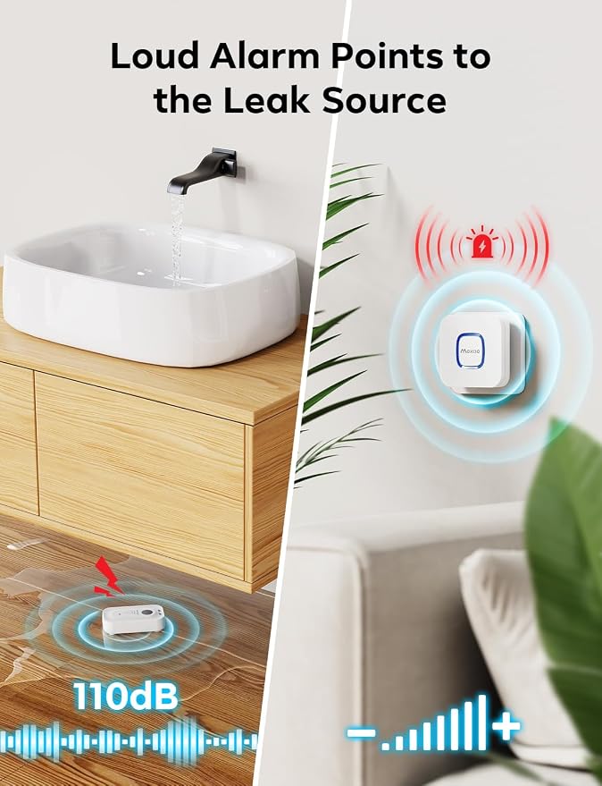 MAXCIO Wi-Fi Water Leak Detector 4 Pack, Smart Water Wireless Sensor - Image 6