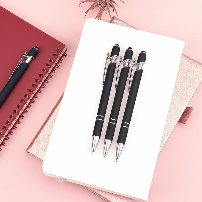 Bribobo 8 Pack Black Ballpoint Pen 2-in-1 Stylus - Image 7