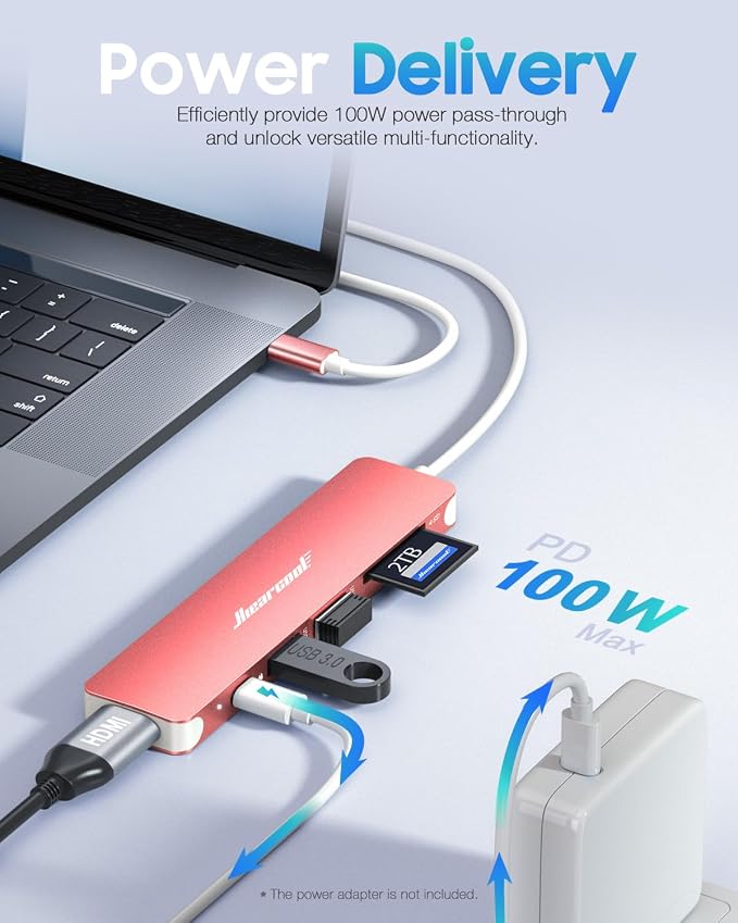 Hiearcool USB C Hub, USB-C Dongle, 7IN1 USBC to HDMI Multple Adapter Compatible - Image 3