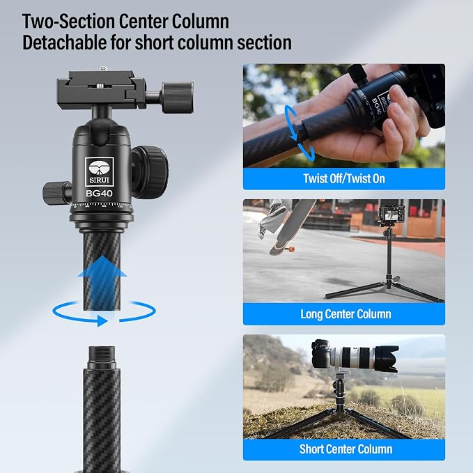 SIRUI 60" Carbon Fiber Tripod for Camera - Image 3