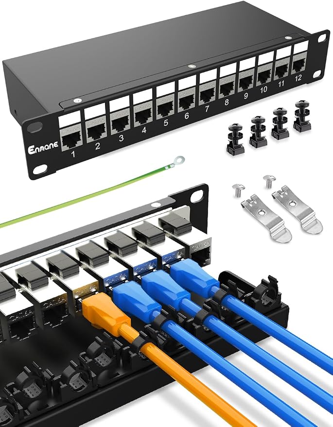 12 Port Keystone Patch Panel CAT6a by Enmane