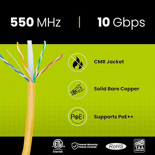 trueCABLE Cat6 Riser, 23AWG 4 Pair Solid Bare Copper, ETL Listed, Unshielded - Image 2