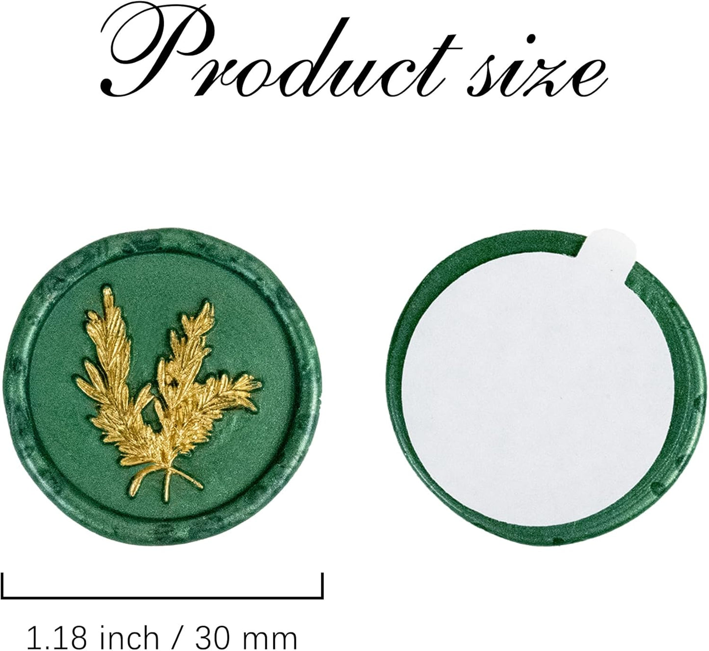 25Pcs Gold & Green Wax Seal Stickers - Handmade Envelope Seals, Self-Adhesive Wax Stickers for Wedding Party Invitations, Envelope, Gift Wrap, Christmas (Gold Rosemary Style, Green)