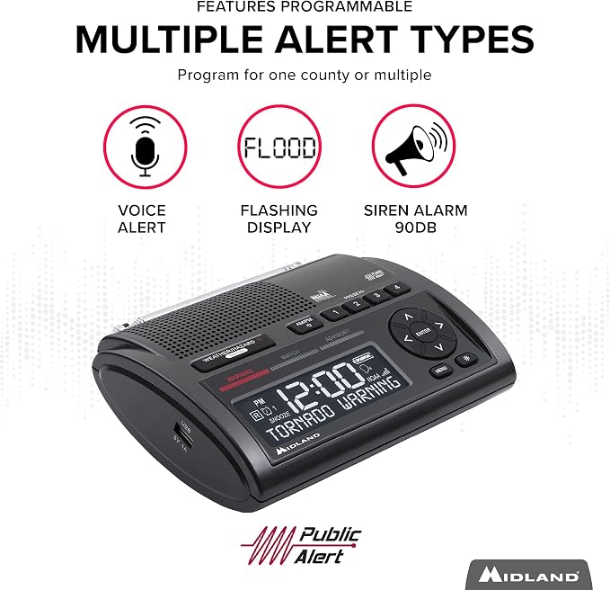 Midland - WR400 Weather Radio Deluxe - NOAA Emergency Alert Scanner – Home Use - Image 6