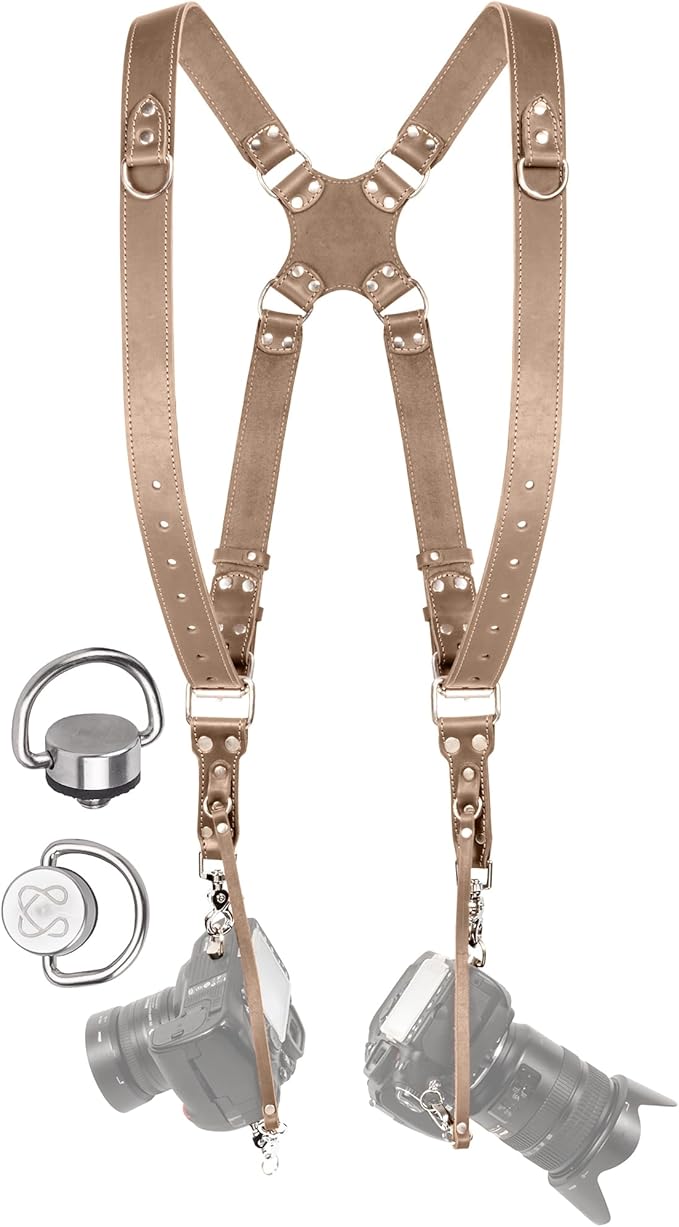 C Coiro Dual Camera Harness Shoulder Leather Camera Strap by CCoiro
