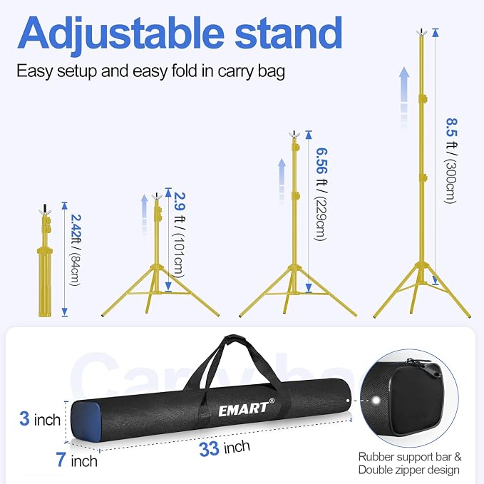 EMART Backdrop Stand 10x8.5ft Photo Studio Adjustable Background Stand Support - Image 3