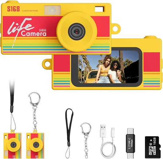 Mini Keychain Digital Camera, 1440P Video, 2MP Photos, 16GB Card, Type C by Dienspeak
