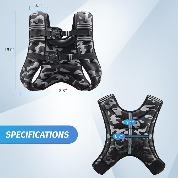ZELUS Weighted Vest, 6lb/8lb/12lb/16lb/20lb/25lb/30lb Weight Vest - Image 8