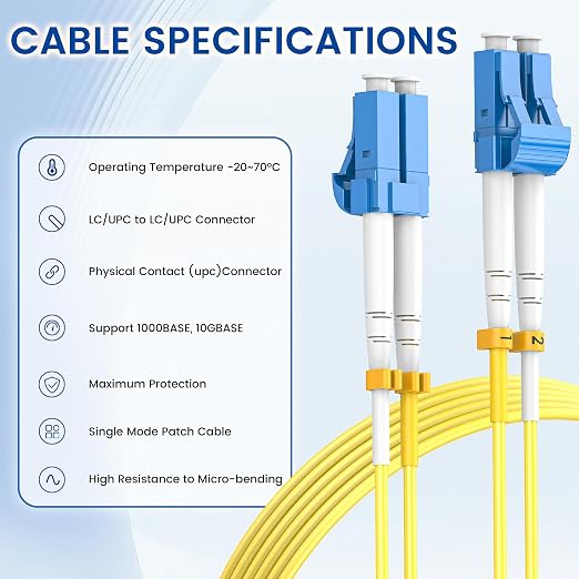 SpeedyCables- OS2 LC to LC Fiber Patch Cable 50M/164ft, 1G/10Gb 9/125um Single - Image 5