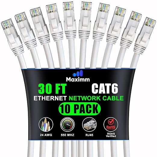 Maximm Cat 6 Ethernet Cable 30 ft by MaximmCable