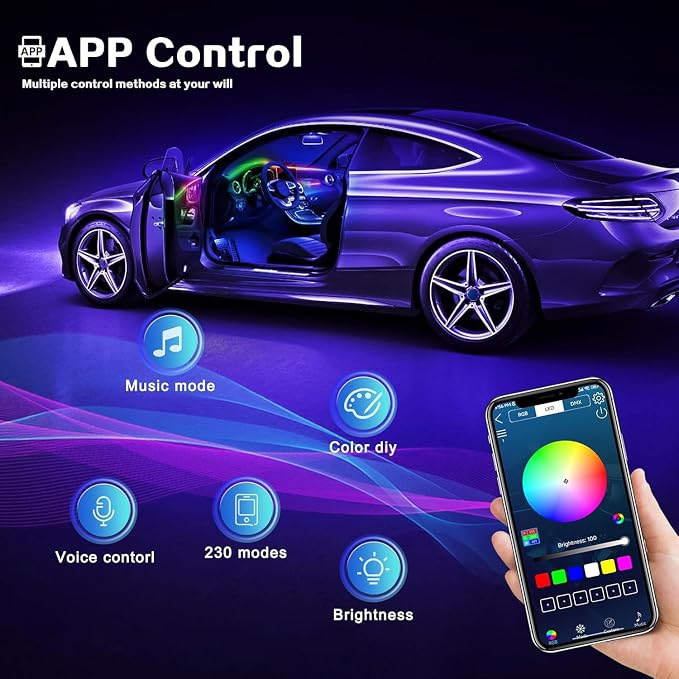 Dreamcolor Acrylic Interior Car LED Strip Light - Image 4
