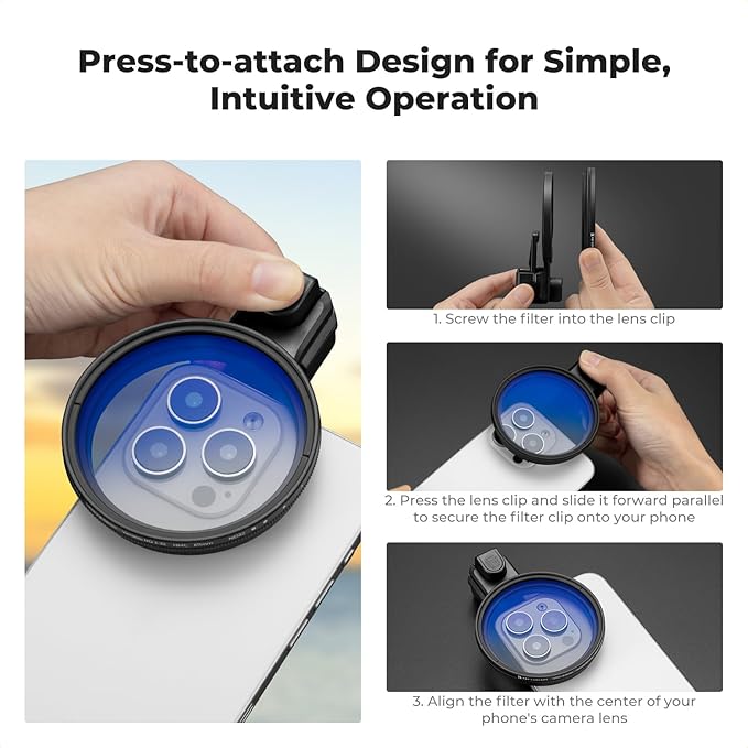 K&F CONCEPT 67mm Press-on CPL Phone Lens Filter Kit, Polarizing Filter - Image 5