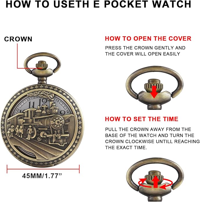 Men's Pocket Watch, Arabic Digital Dial Pocket Watches - Image 7