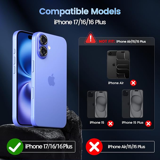 CACOE Camera Lens Protector for iPhone 16/16 Plus/17 - Image 8
