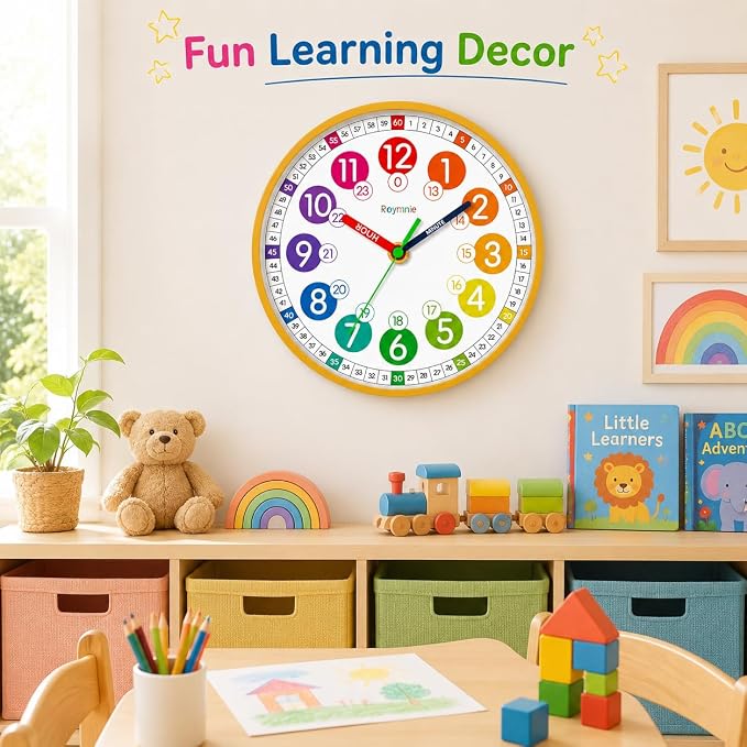 Roymnie Wall Clock for Kids Battery Operated Silent Non Ticking Analog Clock - Image 7