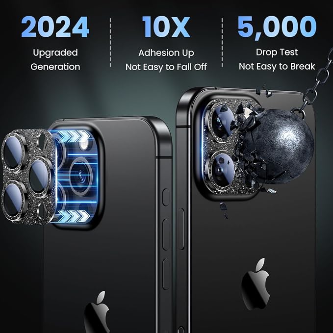 Uyiton Compatible with iPhone 16 Pro/iPhone 16 Pro Max Camera Lens Protector - Image 3