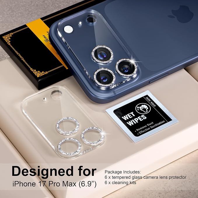 for 6 Pack iPhone 17 Pro Max Camera Lens Protector 9H Tempered Glass Camera - Image 2