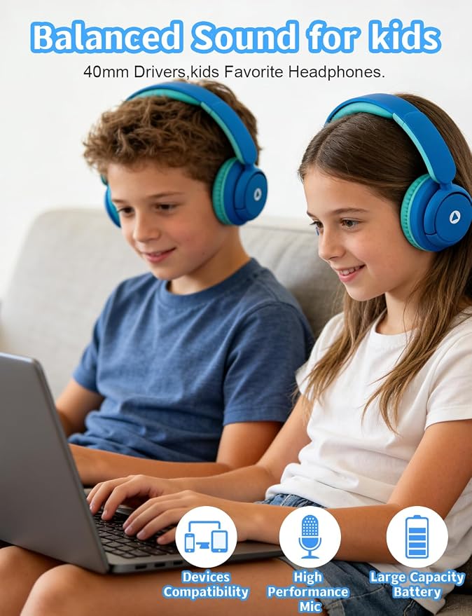 Kids Wireless Headphones, Kid Headphone Bluetooth, Foldable - Image 7