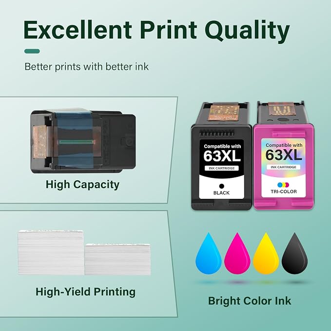Cool Toner 63 63XL Ink Cartridges Black and Color Combo Pack Replacement - Image 6