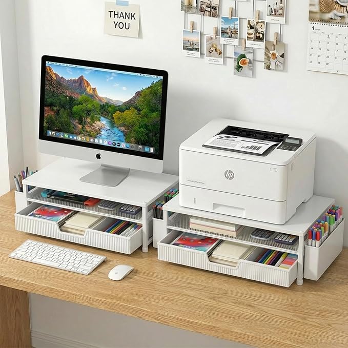 ECOLOVI Desk Organizer and Accessories, 2-Tier Computer Monitor Stand Rise - Image 7